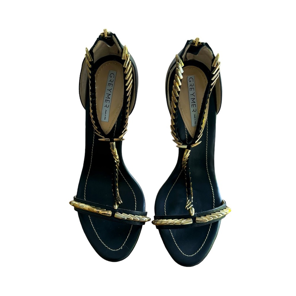 GREYMER NEW heels black and gold, beautiful chain details size 40